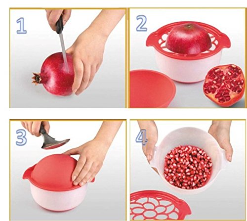 Boral B33518 Granatapfel Entkerner (3 teilig, 16 cm, Kunststoff / Silikon) rot - 2