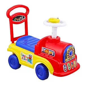 PEAHEN Kids Ride On Push Car with Music, Toy Storage and Back Rest for Baby (Engine Rider)
