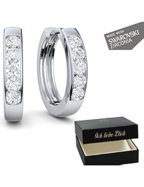 CREOLEN Silber 925 klein ❤️ Damen-Ohrringe SWAROVSKI Zirkonia von AMOONIC Ohrringe Silber-Creolen SWAROVSKI Ohrringe...