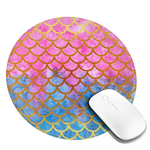 Preisvergleich Produktbild Mauspad,Rutschfeste runde Gummimausunterlage - Bedrucken der Gaming-Mausunterlage mit Meerjungfrauen-Skalen für Computer-Laptops - 20 cm x 20 cm