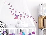 I-love-Wandtattoo WAS-10070 Kinderzimmer Wandsticker Set A4 "Aquarell Schmetterlinge für Mädchen in Pink" 20 Stück zum Kleben Wandtattoo Wandaufkleber Sticker Wanddeko