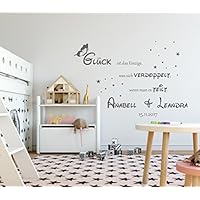 Wandschnörkel® Wandtattoo Aufkleber HM~AA201 GLÜCK ist das EINZIGE was sich verdoppelt wenn man es TEILT Zwillinge Spruch Wandtattoo Kinderzimmer Baby Mädchen Jungen , personalisiert