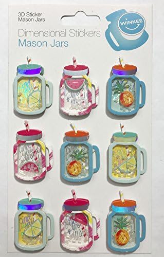 Winkee 4260348475243 3D Sticker Mason Jars Set of 9 Stickers