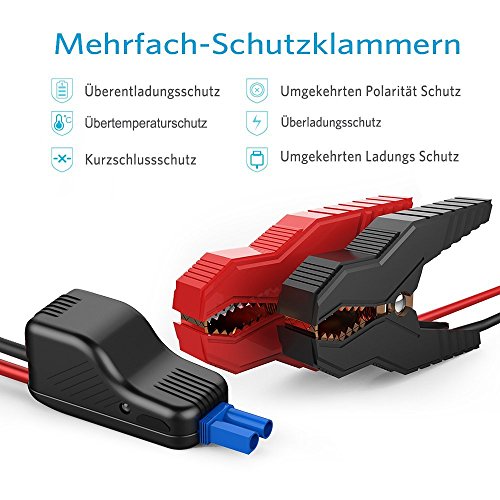 500A Spitzenstrom 12000mAh Tragbare Auto Starthilfe Autobatterie Anlasser, Externer Akku Ladegerät mit Kompas, LCD Display und LED Taschenlampe für Laptop, Smartphone, Tablet und vieles mehr - 6
