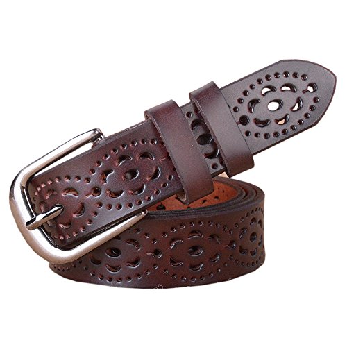 HBF Cinturón Mujer Retro Flor Patrón Cinturon Piel Mujer Hueco Cinturon De Mujer Poder Cortar Longitud