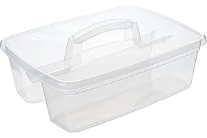 QILZO® Organizer do czyszczenia produktów Przezroczysty kosz Plastikowy organizer 2 przegródki 39,5x29x16cm Kosz z uchwytem do przechowywania Uniwersalne czyszczenie, przybory szkolne, przechowywanie
