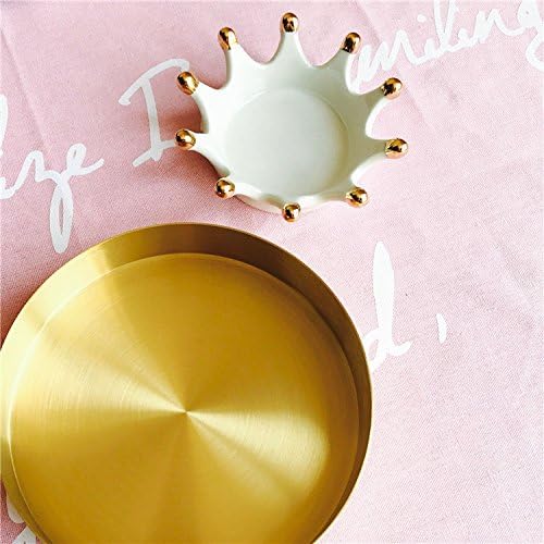 Decoured Simple Disc Brass Titanium Jewelry Nordic Round Gold Ornaments Desktop Storage Tray Debris Disk Diameter 18Cm,Diameter 18Cm