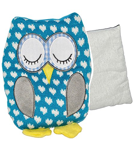 Preisvergleich Produktbild Körnerkissen Eule blau 26 cm - als Wärmekissen + Heizkissen für die Mikrowelle - Keramikperlen - Wärme - Kuscheltier Kissen Eulen Tier für Baby´s, Kinder und Erwachsene