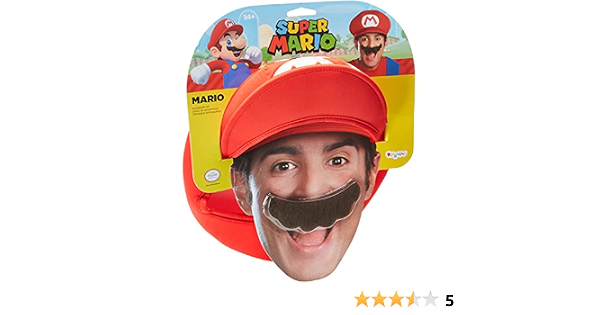 Super Mario 13378 - Cappello e Baffi Mario Carnevale per Adulti, Rosso,  Taglia Unica : Amazon.it: Abbigliamento