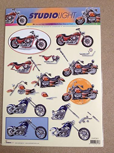 Motorbikes 3D Step by Step Decoupage Sheet - STAPTJ851