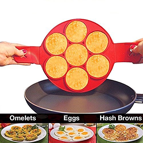 Nonstick Silikon Ei Ring Pfannkuchen Form,Kyerivs Fantastic Fast&Einfache Möglichkeit Perfekte Pancakes