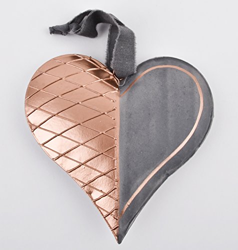 Herz Vintage Design Deko Anhänger Metall grau kupfer (13x13cm)