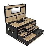 ESPACIOSO: Contiene cuatro bandejas totalmente Extraíbles con espacio para tener bien organizados sus pendientes, anillos, colgantes, pulseras, brazaletes, medallas, relojes y todo tipo de joyas, bisutería y accesorios.
