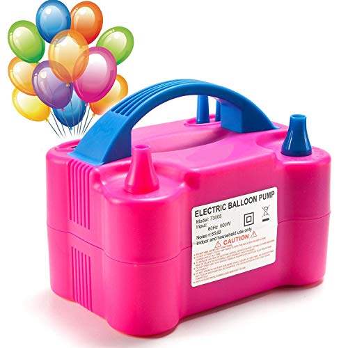 MTKD® Pompa Elettronica per Gonfiaggio Palloncini. Ideale per Feste e Cerimonie. Motore 600W Alta Potenza.- Fucsia