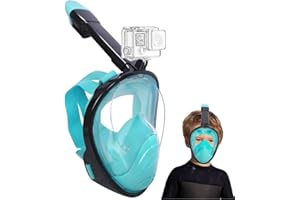 Wsobue Máscara de Snorkel para Niños, Máscara de Buceo de Cara Completa, Traje de Snorkel de Techo Seco a Prueba de Niebla y Fugas para Niños 5 a 14 años