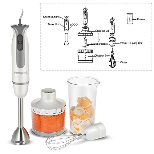 Homgeek Stabmixer 300 Watt 2 Geschwindigkeiten Tauchstabmixer-Set Praktische Handrührer Durable Kleingeräte - 6