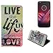 Produktbild 360° Wallet Case Schutz Hülle für Motorola Moto Z2 Play, 'live the life you love' | Smarpthone Flip cover Flipstyle Tasche - K-S-Trade (TM)