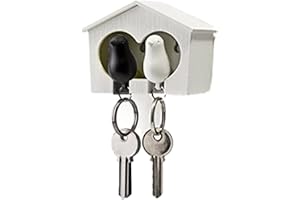 TOPWAYS Novedad Duo Sparrow Bird House - Llavero con diseño de pájaro (pájaro negro y blanco)
