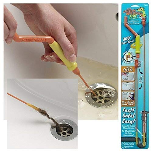 Preisvergleich Produktbild Denny International® Drain Weasel Waschbeckenreiniger, Löst Haarverstopfungen und Entfernt Abfälle, Starter-Kit