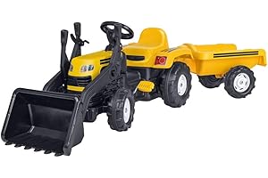 Globo Giocattoli – Trattore a Pedali con Benna e Rimorchio, 171 x 52 x 45 cm, Giallo – DOLU 40789