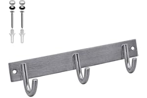 TUMUNDO Barre de Crochet Support Vestiaire Hanging Armoire Meuble Hanger Porte Serviettes Hat Manteau Bain Cuisine Argent Acier, une variante_:3 Haken - 1 Stück / 3 Hooks - 1 Piece