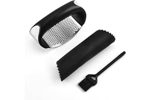 Aiweijia Garlic Press Garlic Crusher, Stainless Steel Kitchen Gadgets Manual Garlic Ginger Crusher Black Silver