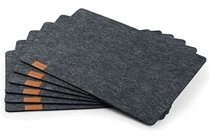 ‎HOFFMANN Hoffmann 6er Set Tischsets abwaschbar I Platzsets abwischbar Filz I Tischset Anthrazit Grau 45x30 cm I 6 mm Dick I Placemats I Tischuntersetzer