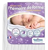 Yoopidoo  - Matelas Bébé Mémoire de Forme - 60x120 cm - Contact Mémoire de Forme : Confort optimal - Sans Traitement chimique - Oeko Tex - Fabrication Française