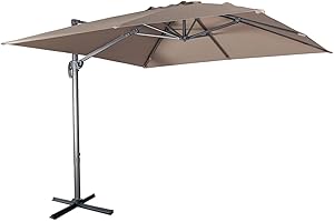 Alice's Garden - Parasol déporté carré 3 x 3m Haut de Gamme - Falgos - Taupe - Parasol excentré inclinable. Rabattable et Rotatif à 360°.