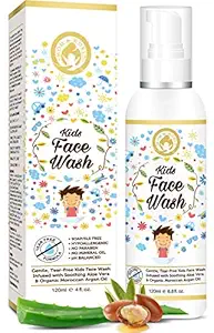 Mom & World Kids Face Wash Tear Free (No Sls, Paraben) - With Argan Oil, Aloevera, 120 ml