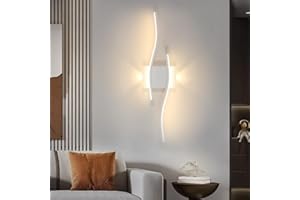 GOECO Applique da Parete Interno, 20W 2250LM 59 cm 3000K Lampada da Parete Lunga Moderna in Acrilico, Applique LED Lungo con 2 Tubi Curvi Luce Calda per Soggiorno Corridoio Camera da Letto Scala, Bianco