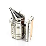 imker smoker Rauchgerät aus Edelstahl und Leder mit Schutzgitter für Imkereiarbeit