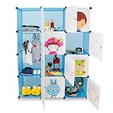 VENKON – Kinderzimmer Steckschrank DYI Steckregal System Regalschrank: 12-Module-Set, blau - 6