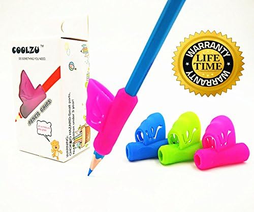 Coolzu Pencil Writing Classroom Tools Grips for Kids and Adults Comfortable Ergonomic Handwring Colorful Pack 4Count(Grips 4-ct) (Grip-4)