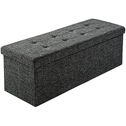 TecTake Tabouret pliant banc pouf dé pliable coffre siège de rangement boîte 110x38x38cm - diverses couleurs au choix - (gris foncé | No. 402236)
