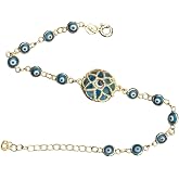 MM Madam&Mademoiselle Women's Fashion Madam Mademoiselle Eye Beaded Bracelet, 925 Carat Real Silver, Gold Plated, Evil Eye