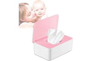 LAPONO Grand Boîtes à Lingettes, Boîte de Mouchoirs Humides avec Couvercle Distributeur à Papier Toilette Humide Bébé Serviette Rangement Boîte Boite Lingette pour Tissus Maison Bureau (Blanc Rose)