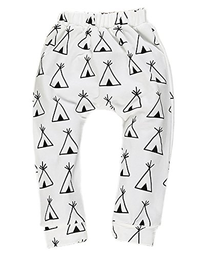 Zhuannian Baby Boys Girls Cartoon Animal Print Elastic Waist Harem Pants (6-9months, White grass)
