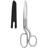 LIVINGO Professional Fabric Scissors: Heavy Stainless Steel Multifunctional Tailor Scissors, Curved Blade for Leather, Fabric