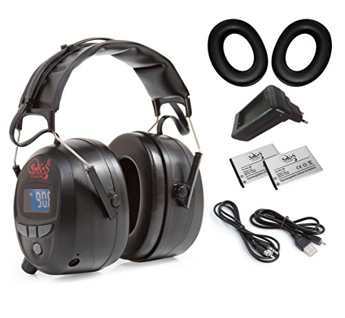 SKS 1190 Gehörschutz Bluetooth, FM Radio, Integrierter 4G Speicher, AUX Anschluss + Kabel, USB Ladekabel, Kopfhörer inkl. 2x Akku + Ladegerät + Hygieneset