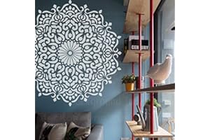 BACKGROUNDTURNOVER 120cm Huge Giant Mandala Indian Arabic Ethnic Round Pochoirs Pochoirs Peinture Mandala Grand Pour Les Murs Grand Modèle De Meubles De Décoration Revêtement De Sol Mural De Niche Cadres De