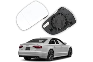 Opaltool Cristal de Espejo Retrovisor Calefactable, Espejo Retrovisor Lateral Izquierda con Placa de Soporte para Audi A3 8P A4 8K B8 A5 8T