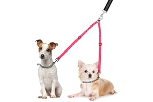 Nasjac Podwójna smycz dla pies Obrotowy łącznik do wyprowadzania 2 psów, regulowana amortyzacja bungee odblaskowa