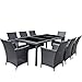 Produktbild Gartenmöbel Set 8er Sitzgruppe Essgruppe "AsVIVA Dining exklusive" | premium Polyrattan schwarz | inkl. 8 Stühle, 5cm gepolsterte Sitzkissen und einem Esstisch mit 3x 5mm Glasplatte aus gehärteten Sicherheitsglas schwarz