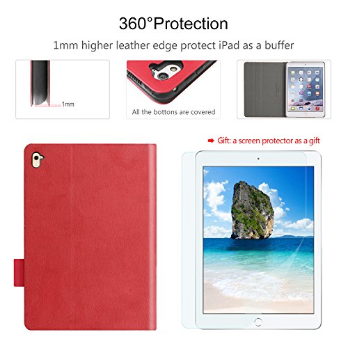 AUAUA iPad Pro 9.7 Hülle, iPad Pro 9.7 PU Leder Tasche Schutzhülle Schal + Clear Schutzfolie(Gift) für Apple iPad Pro 9.7 Zoll Apple Tablet - 4