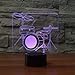 Produktbild 3D Illusion Lampe Schlagzeug Neuheit Lampe USB-Schnittstelle/AA Batterie Zubehör Berührungsschalter Sieben Farben einstellbar Atmosphäre Lampe Haus Dekoration Baby Licht Geschenk für Kinder