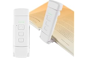 Qumox Lampe de Lecture Rechargeable USB – Clip Flexible, 3 Températures de Couleur, 5 Niveaux de Luminosité, Lampe LED Portable pour Lire au Lit, Livres, Bureau, Voyage