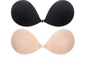 CatoFree Push Up Invisible Bra for Women, 2 Pack Reusable Backless Strapless Sticky Adhesive Bra for Evening Dress