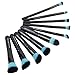 Nestling® 10Pcs Wood Makeup Brushes Kit Professional Cosmetic Make Up Set with Black Bag, Burlywood