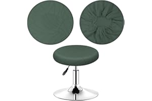 HuaLiSiJi Copri Sgabello Rotondo con Feuilles Jacquard Tessuto di Lusso Diametro 30-40cm, Elastico Antirughe Lavabile e Antipolvere (1, Verde)